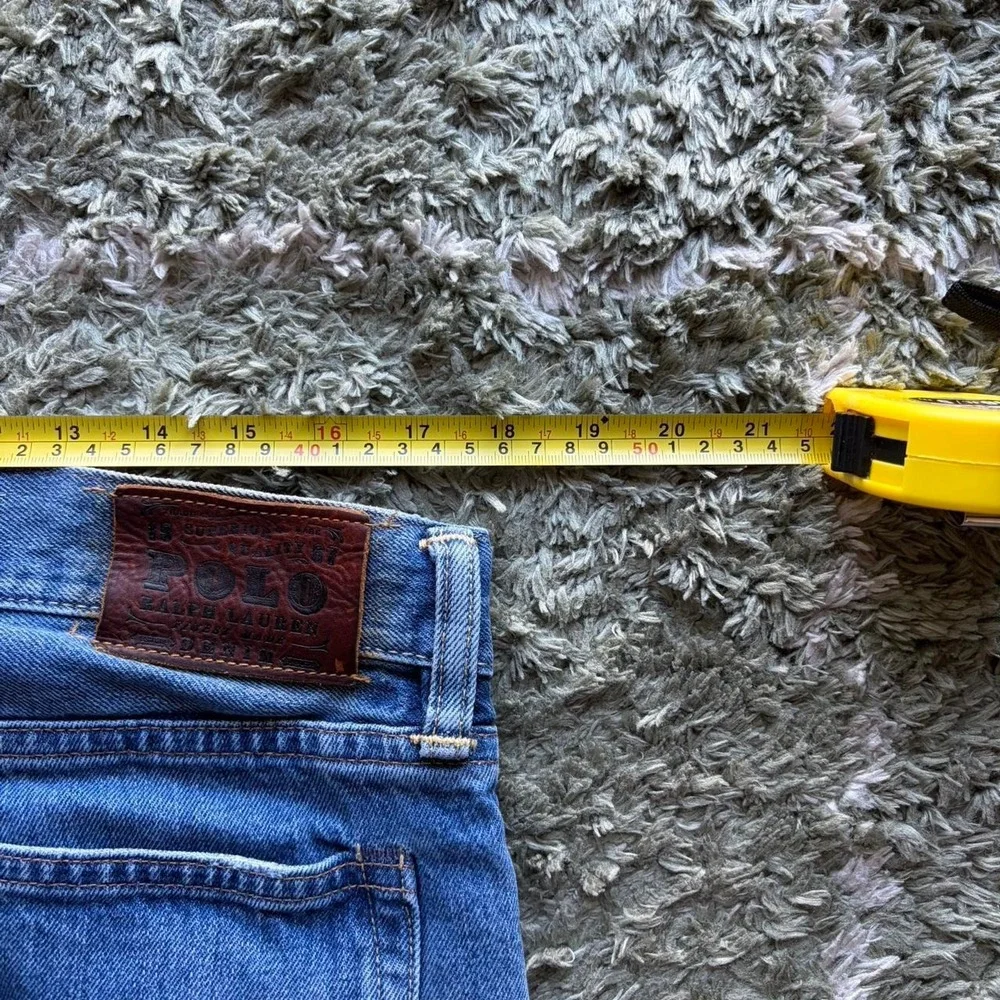 Vintage Polo Ralph Lauren Baggy Wide Leg Jeans Blue Denim Mens 36x30 Y2K